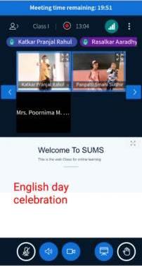 English Day virtually celebrated by I std on 05.10.21