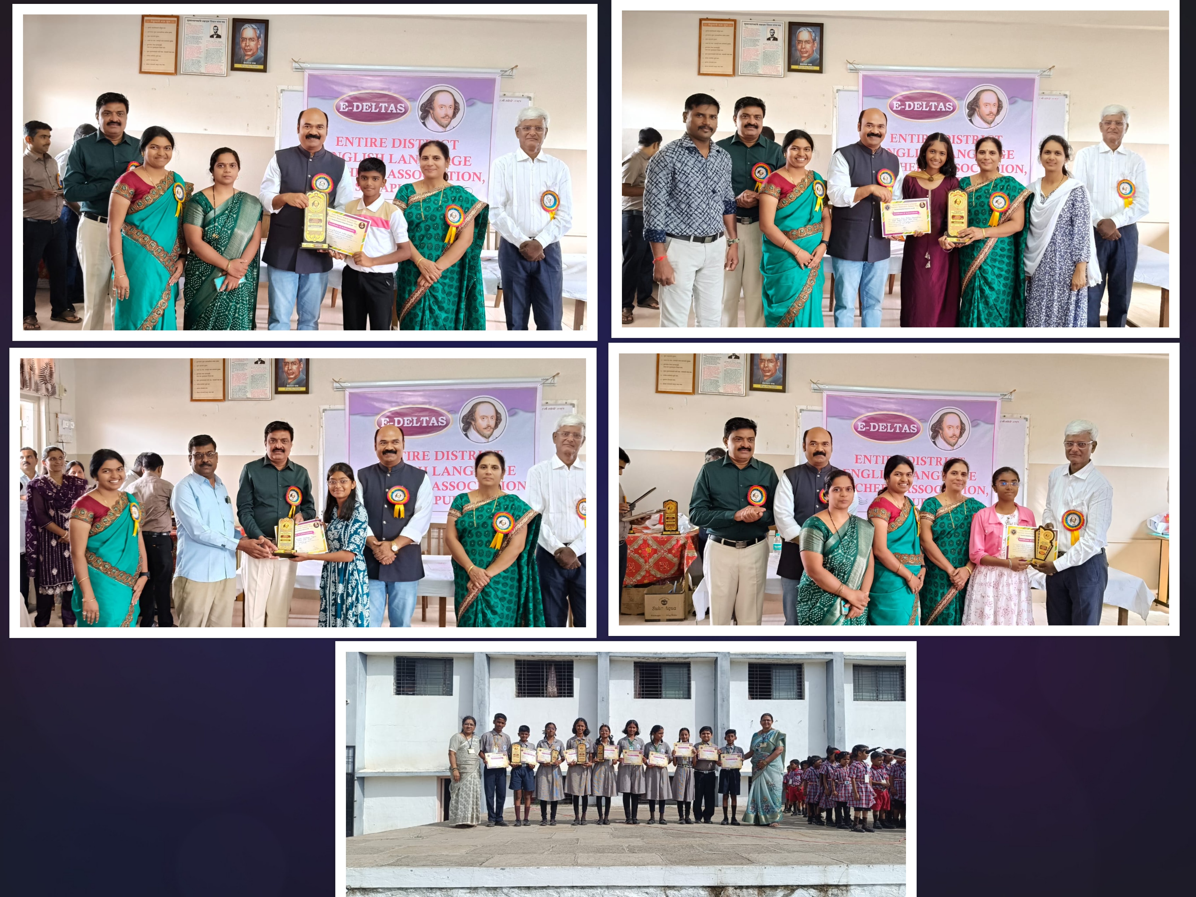 Our school by winning top prizes in the English Elocution Competition – Solapur City 2025, organized by the Entire District Language Teachers' Association, Solapur. Winners are Group I (Std.5&6) 1.Prathamesh Birajdar ( First Prize), Group II ( Std.7 & 8) 