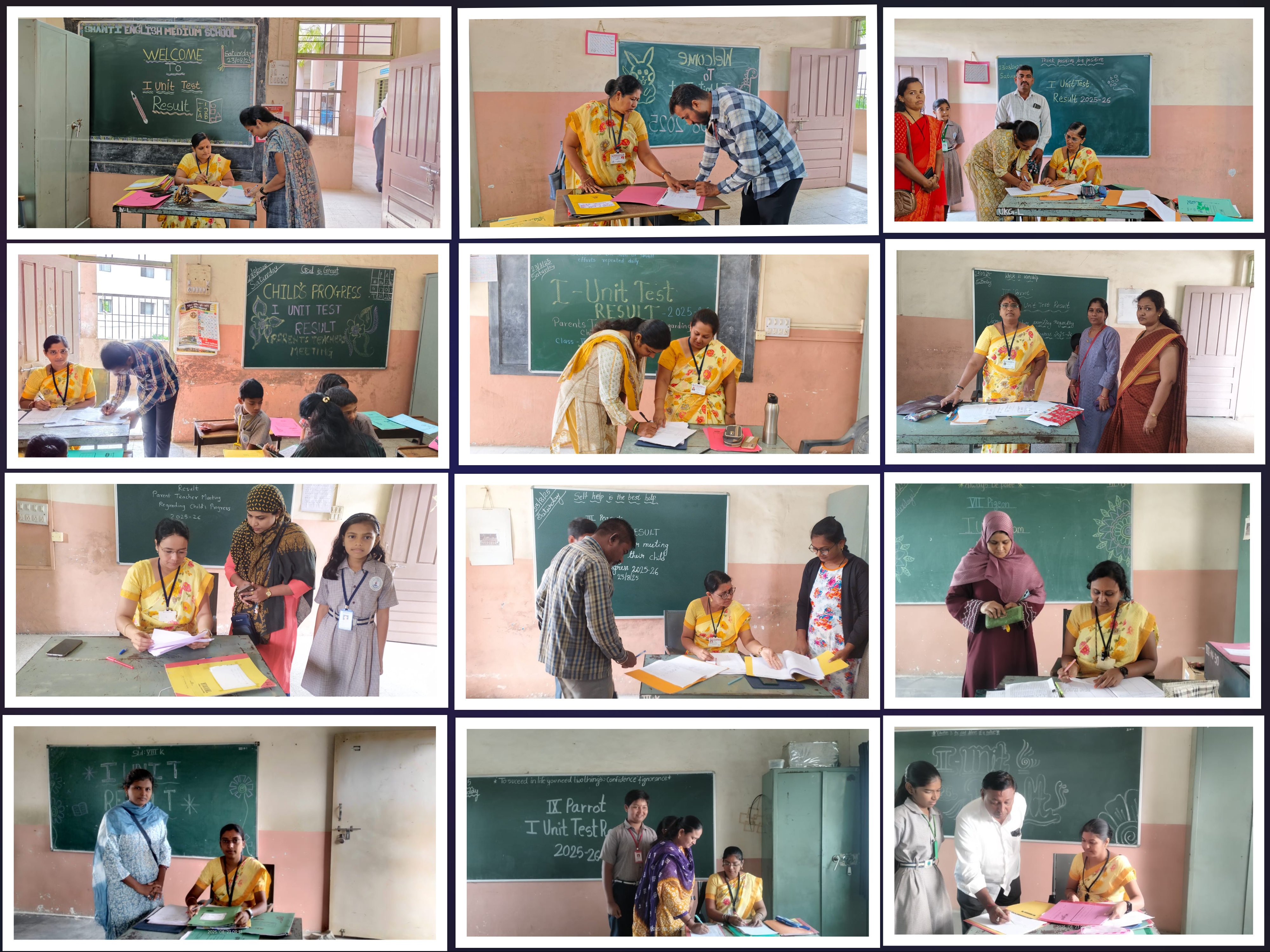 First Unit Test Result from Nursery to IX std. & Second Unit Test of X & XII std. on 23.08.25