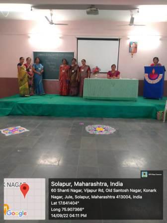 Rangoli competition arranged for V & VI std teachers on 14.09.22