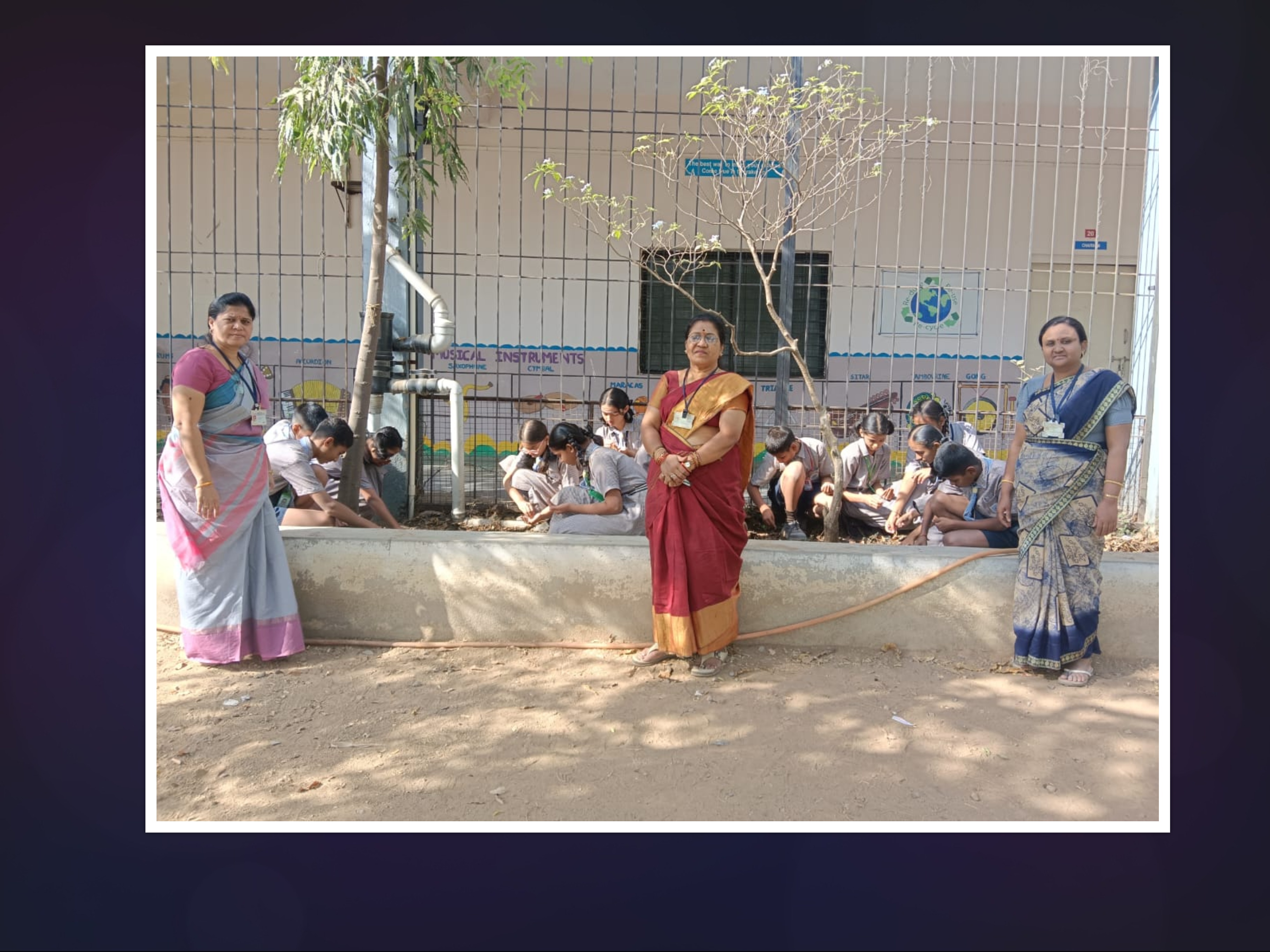 Sowing the seeds of cucumber activity done by VII std.